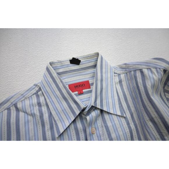 Hugo Boss Dress Shirt Striped Luxury Button Up Mens Sz Large - Picture 7 of 9